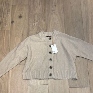Quince Beige Button-Up Women's Sweater